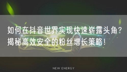 如何在抖音世界实现快速崭露头角？揭秘高效安全的粉丝增长策略！