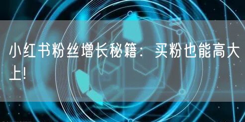 小红书粉丝增长秘籍：买粉也能高大上!