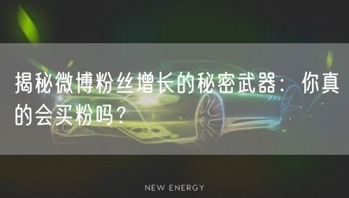 揭秘微博粉丝增长的秘密武器：你真的会买粉吗？