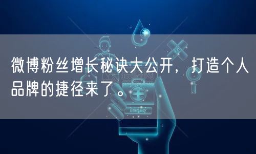 微博粉丝增长秘诀大公开，打造个人品牌的捷径来了。