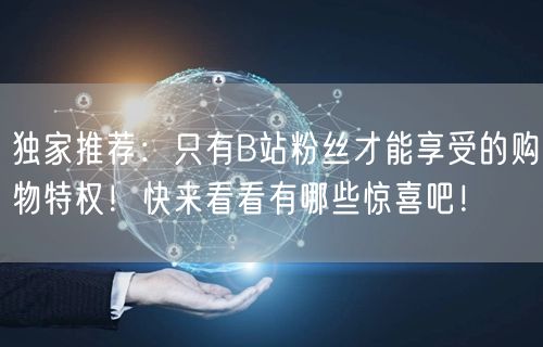 独家推荐：只有B站粉丝才能享受的购物特权！快来看看有哪些惊喜吧！