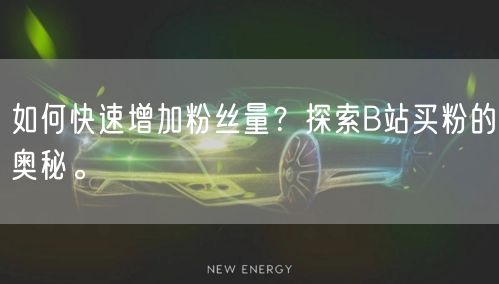 如何快速增加粉丝量？探索B站买粉的奥秘。