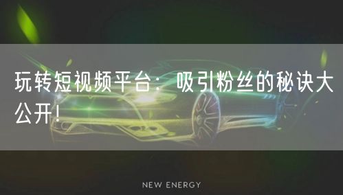 玩转短视频平台：吸引粉丝的秘诀大公开！