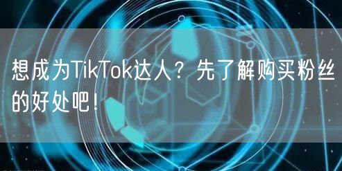 想成为TikTok达人？先了解购买粉丝的好处吧！