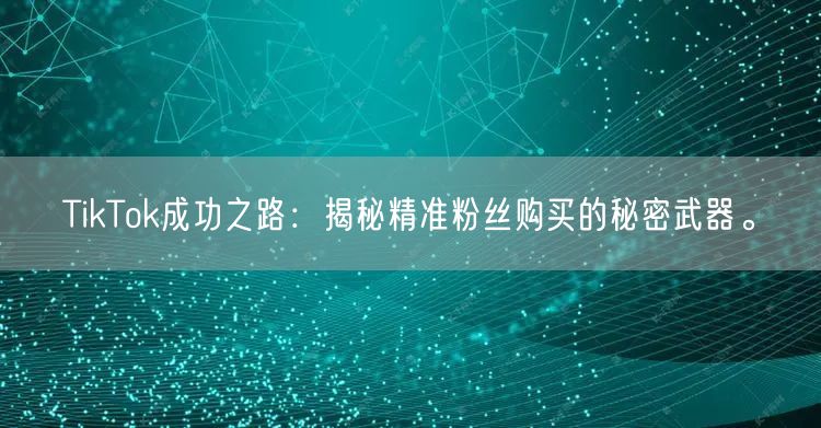 TikTok成功之路：揭秘精准粉丝购买的秘密武器。