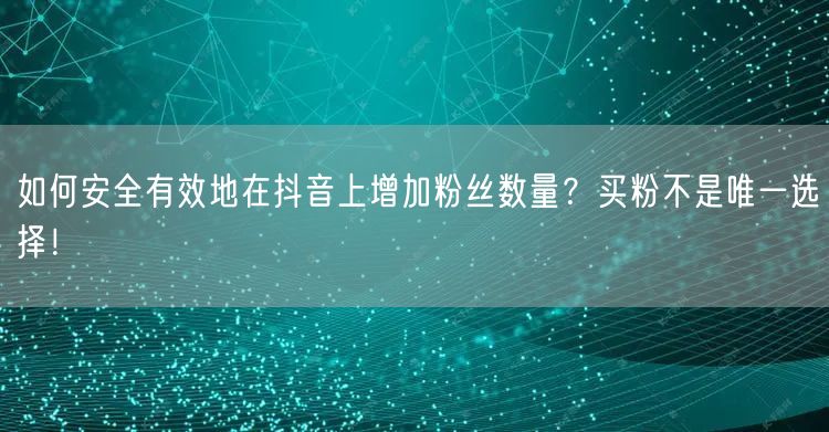 如何安全有效地在抖音上增加粉丝数量？买粉不是唯一选择！