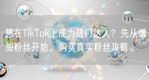 想在TikTok上成为热门达人？先从增加粉丝开始，购买真实粉丝攻略。