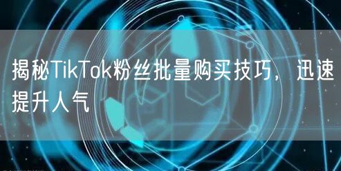 揭秘TikTok粉丝批量购买技巧，迅速提升人气