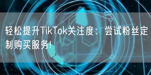 轻松提升TikTok关注度：尝试粉丝定制购买服务!