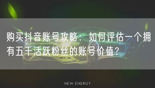 购买抖音账号攻略：如何评估一个拥有五千活跃粉丝的账号价值？