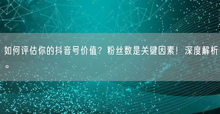 如何评估你的抖音号价值？粉丝数是关键因素！深度解析。