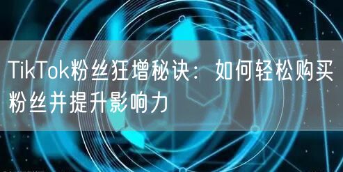 TikTok粉丝狂增秘诀：如何轻松购买粉丝并提升影响力