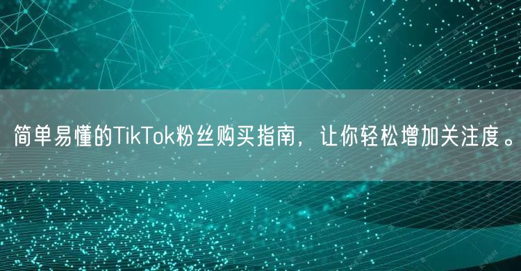 简单易懂的TikTok粉丝购买指南，让你轻松增加关注度。