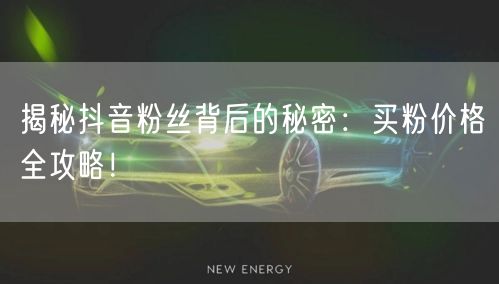 揭秘抖音粉丝背后的秘密：买粉价格全攻略！