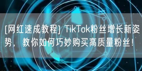 [网红速成教程] TikTok粉丝增长新姿势，教你如何巧妙购买高质量粉丝！