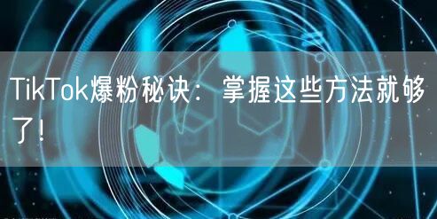 TikTok爆粉秘诀：掌握这些方法就够了！