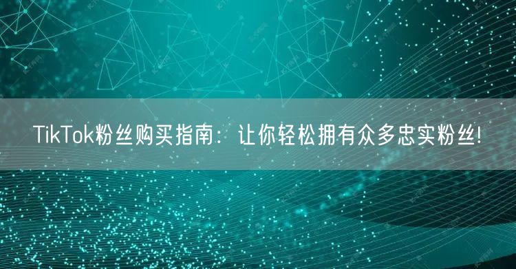 TikTok粉丝购买指南：让你轻松拥有众多忠实粉丝!