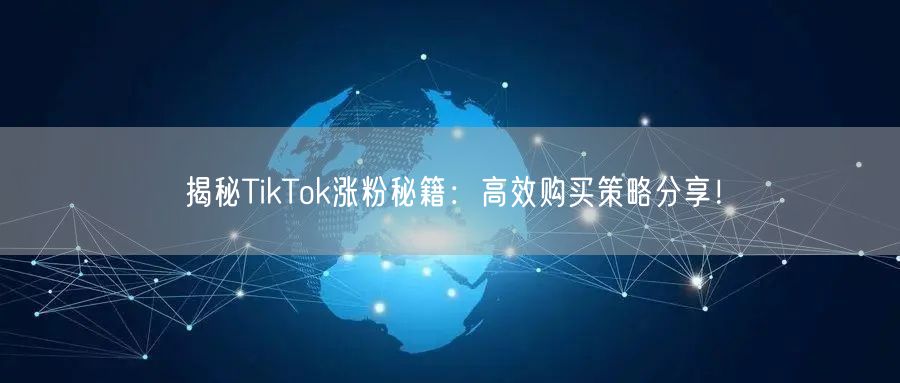 揭秘TikTok涨粉秘籍：高效购买策略分享！