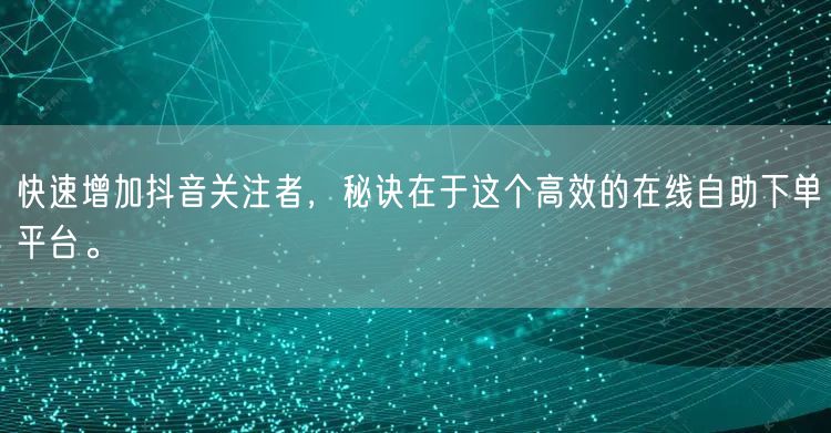 快速增加抖音关注者，秘诀在于这个高效的在线自助下单平台。