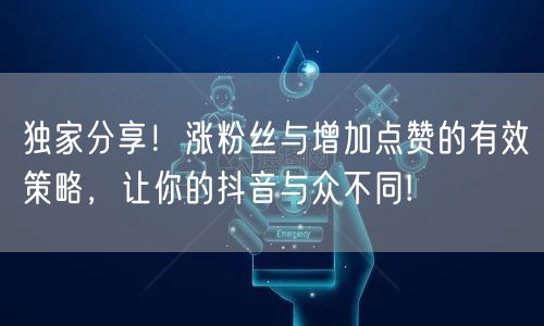 独家分享！涨粉丝与增加点赞的有效策略，让你的抖音与众不同!