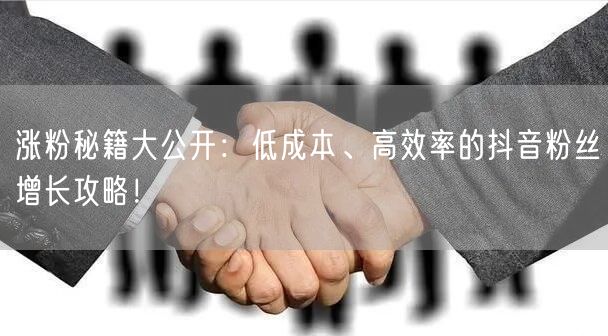 涨粉秘籍大公开：低成本、高效率的抖音粉丝增长攻略！