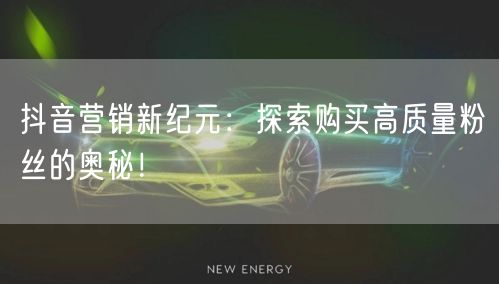 抖音营销新纪元：探索购买高质量粉丝的奥秘！