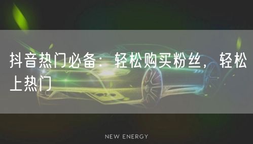 抖音热门必备：轻松购买粉丝，轻松上热门