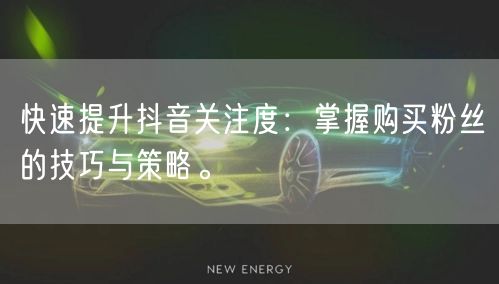 快速提升抖音关注度：掌握购买粉丝的技巧与策略。