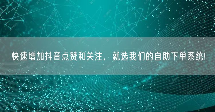 快速增加抖音点赞和关注，就选我们的自助下单系统!