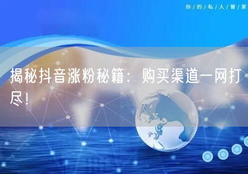揭秘抖音涨粉秘籍：购买渠道一网打尽！