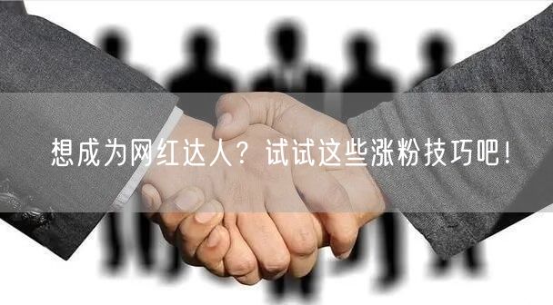 想成为网红达人？试试这些涨粉技巧吧！