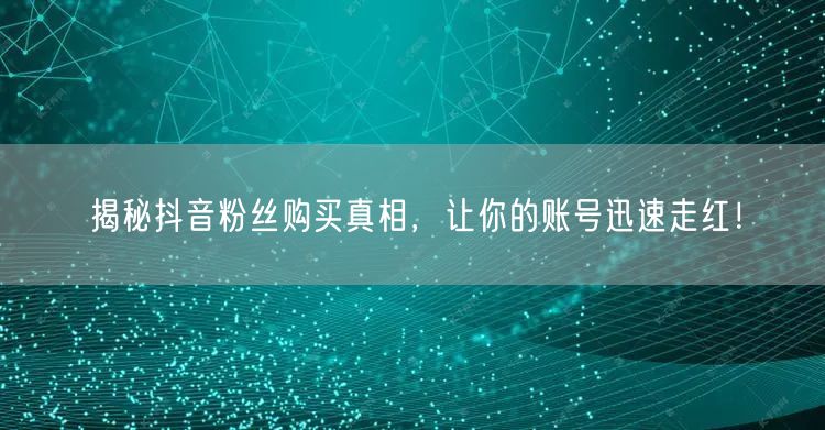 揭秘抖音粉丝购买真相，让你的账号迅速走红！