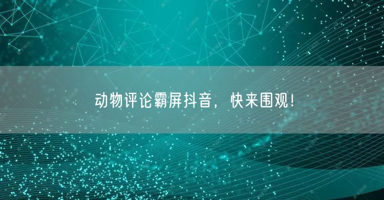 动物评论霸屏抖音，快来围观！
