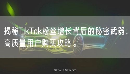 揭秘TikTok粉丝增长背后的秘密武器：高质量用户购买攻略。