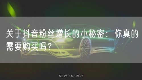 关于抖音粉丝增长的小秘密：你真的需要购买吗？