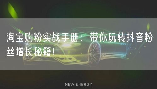 淘宝购粉实战手册：带你玩转抖音粉丝增长秘籍！