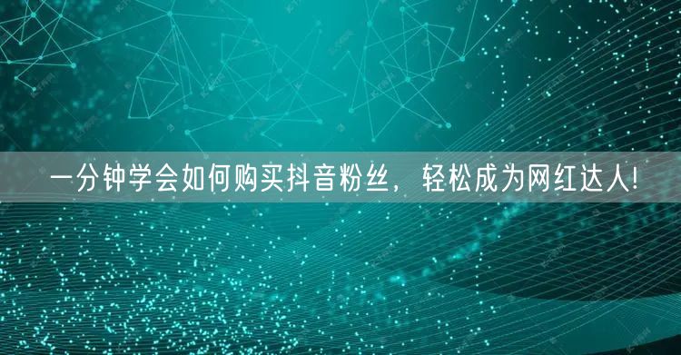 一分钟学会如何购买抖音粉丝，轻松成为网红达人!