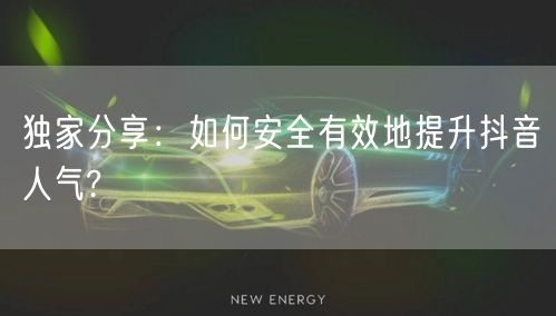 独家分享：如何安全有效地提升抖音人气?