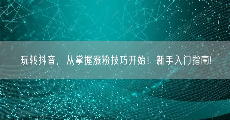 玩转抖音，从掌握涨粉技巧开始！新手入门指南!