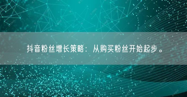 抖音粉丝增长策略：从购买粉丝开始起步。