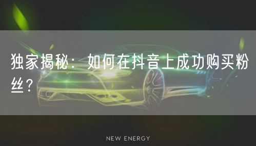 独家揭秘：如何在抖音上成功购买粉丝？