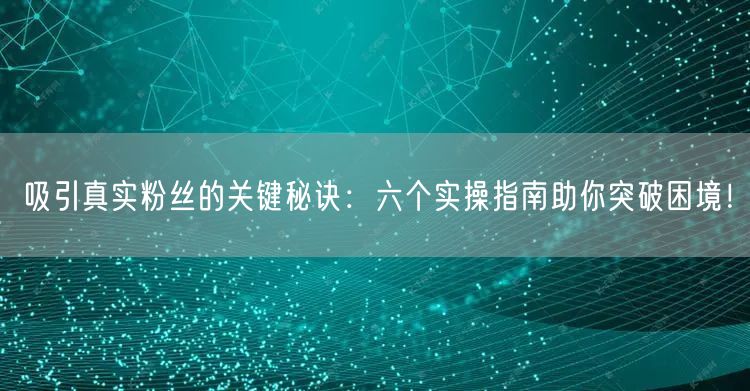 吸引真实粉丝的关键秘诀：六个实操指南助你突破困境！