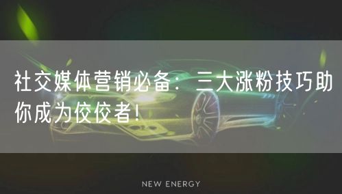 社交媒体营销必备：三大涨粉技巧助你成为佼佼者！