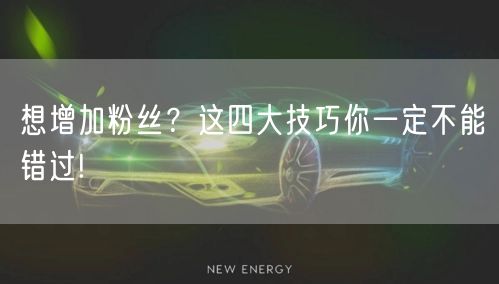 想增加粉丝？这四大技巧你一定不能错过!