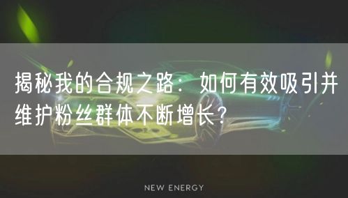 揭秘我的合规之路：如何有效吸引并维护粉丝群体不断增长？