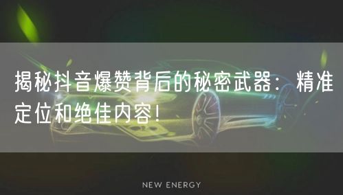 揭秘抖音爆赞背后的秘密武器：精准定位和绝佳内容！