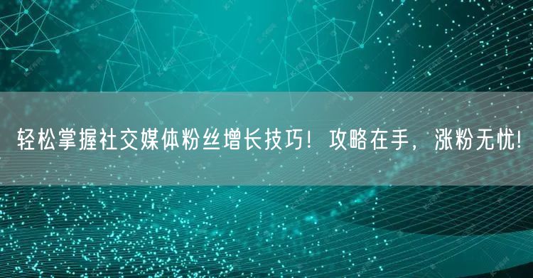 轻松掌握社交媒体粉丝增长技巧！攻略在手，涨粉无忧!