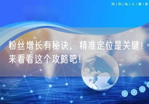 粉丝增长有秘诀，精准定位是关键！来看看这个攻略吧！