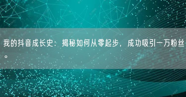 我的抖音成长史：揭秘如何从零起步，成功吸引一万粉丝。