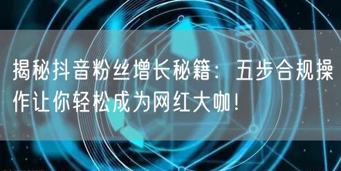 揭秘抖音粉丝增长秘籍：五步合规操作让你轻松成为网红大咖！